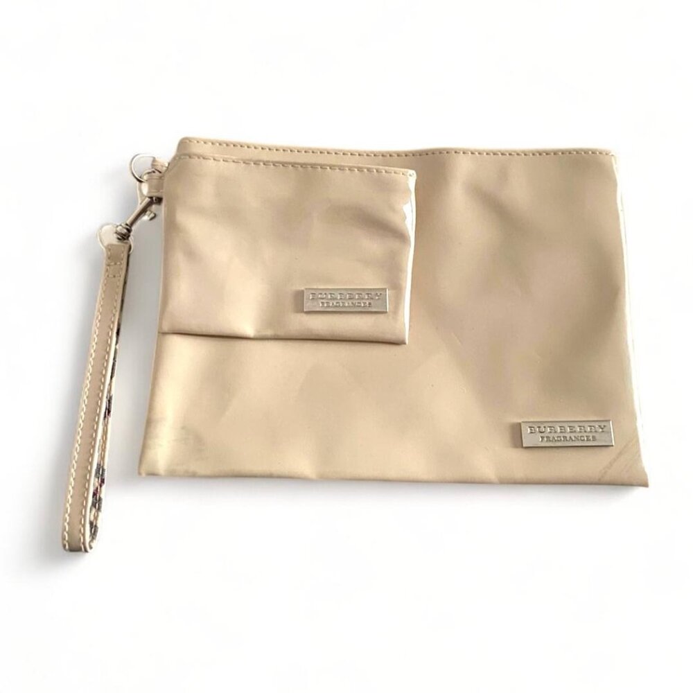 Burberry Beige Patent Leather Wristlet Clutch